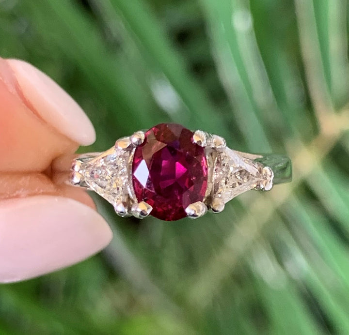 Platinum White Gold Ruby Gemstone Ring