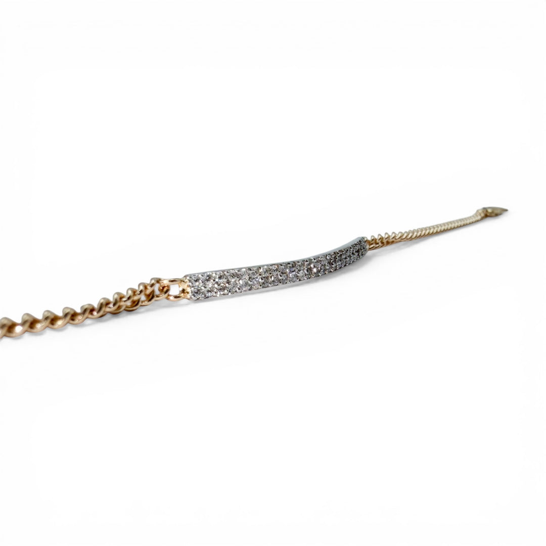 14k Two Tone Cuban Diamond Bracelet