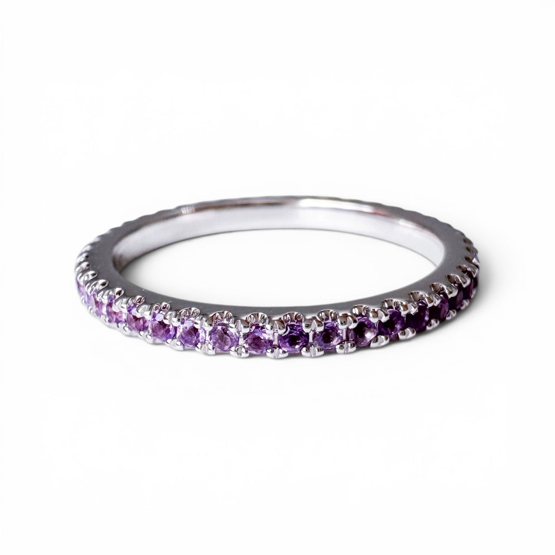 14k White Gold Amethyst Eternity Band