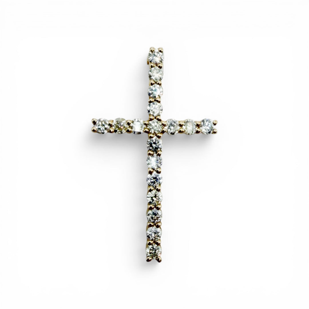 14k Yellow Gold Cross Diamond Pendant