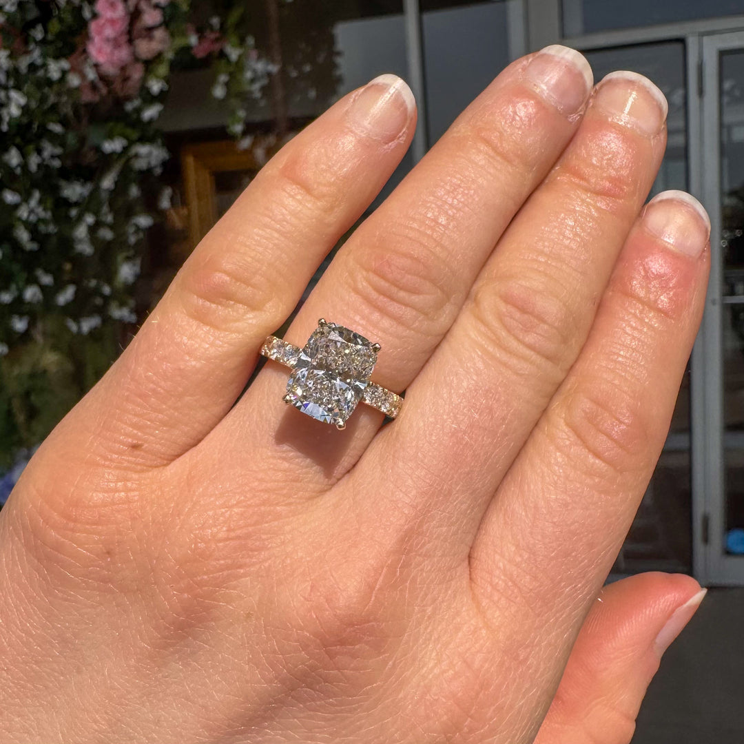 4.02ct D VS1 Cushion Lab Diamond Engagement Ring