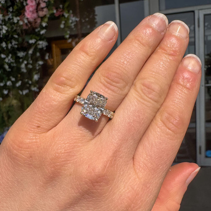 4.02ct D VS1 Cushion Lab Diamond Engagement Ring