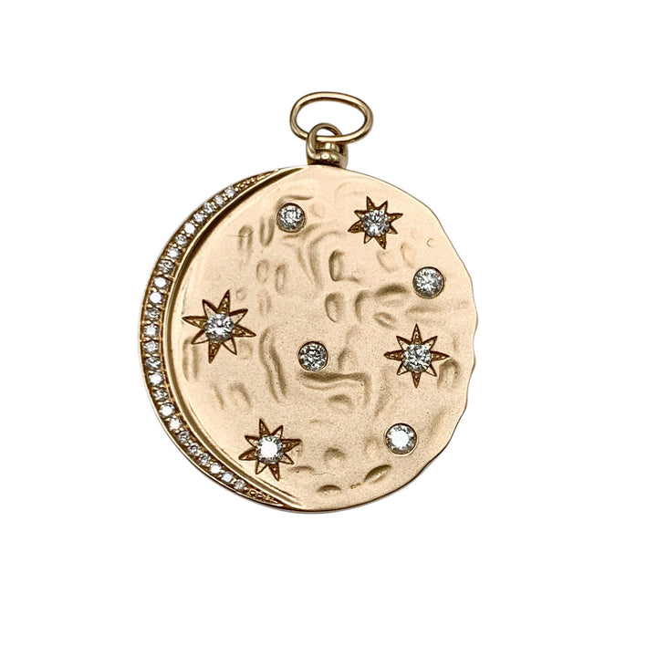 14k Yellow Gold Circle Diamond Pendants