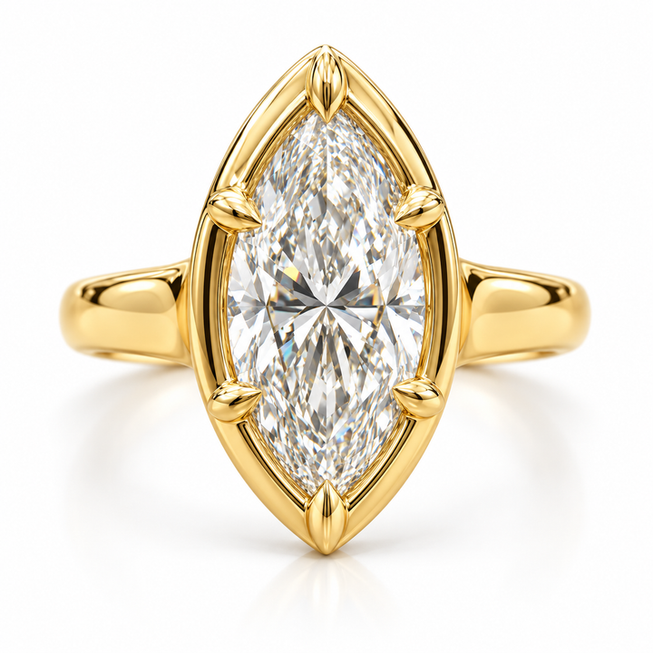 14k Yellow Bezel Prong Set Marquise Engagement Ring