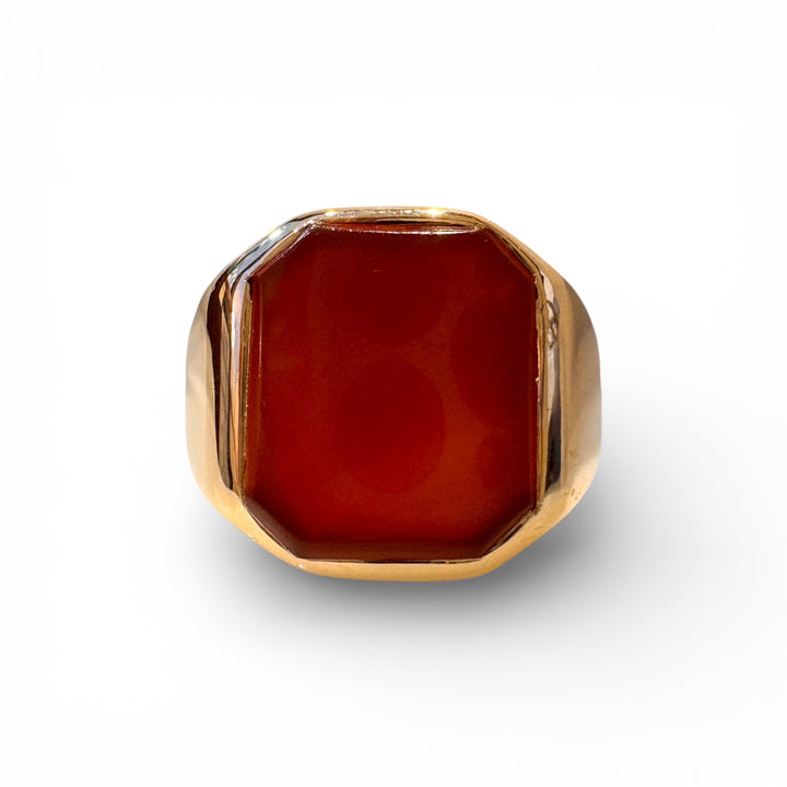 14k Yellow Gold Signet Carnelian Estate Ring
