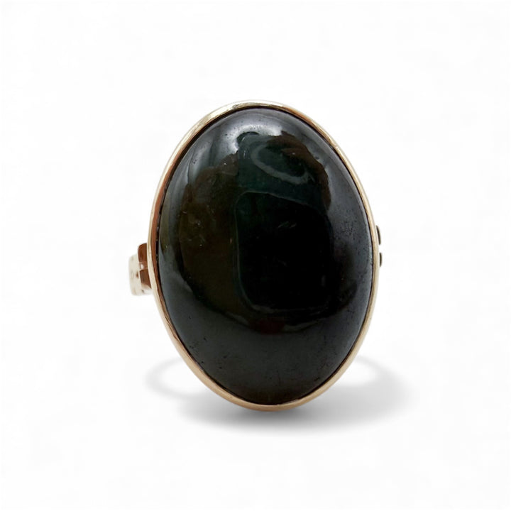 14k Yellow Gold Bezel Jade Estate Ring