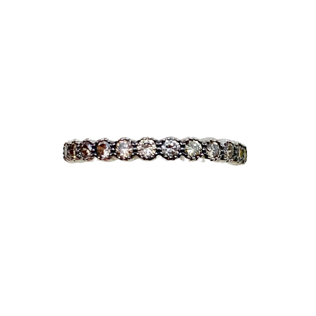 14k White Gold Bezel Set 0.64ctw Round Diamond Wedding Band