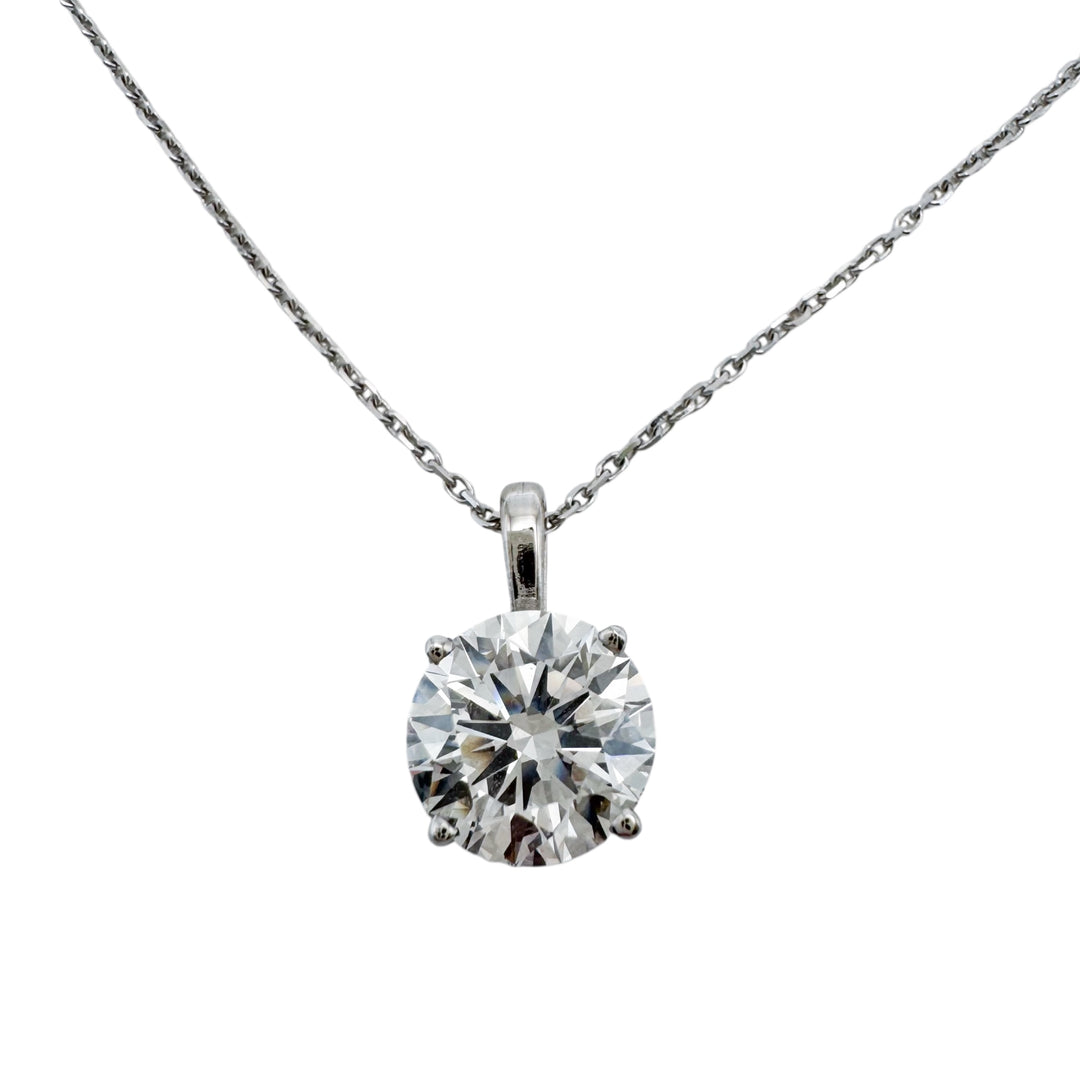 14k White Gold Solitaire Lab Grown Diamond Pendant