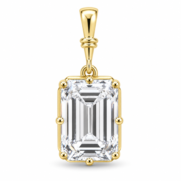 14k Yellow Lab Grown Emerald Diamond Pendant