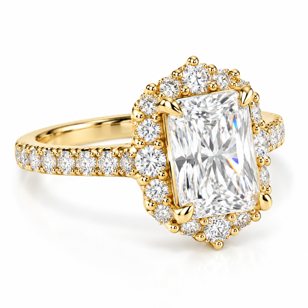 14kt Yellow Gold Diamond Halo Engagement Ring Mounting