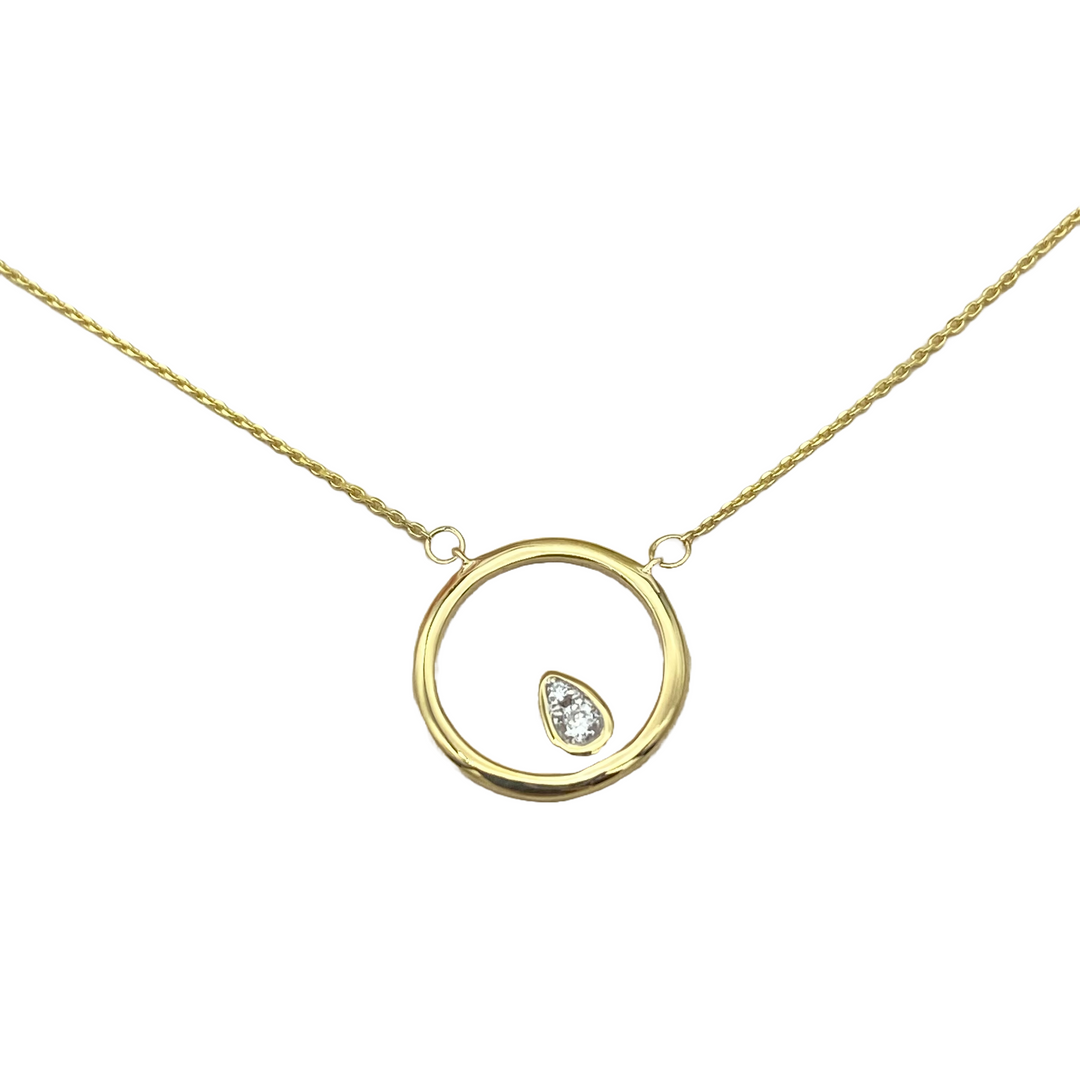 14k Yellow Gold Contemporary Diamond Necklace
