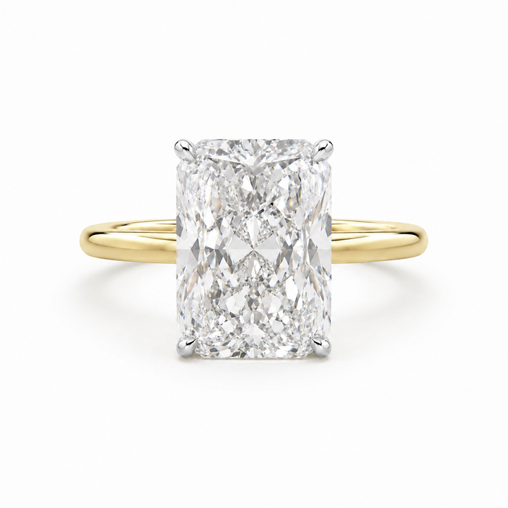 14k Two Tone Solitaire Lab Grown Diamond Engagement Ring 3.08 cttw