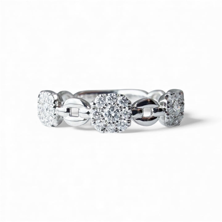 14k White Gold Cluster 0.23ctw Round Diamond Wedding Band