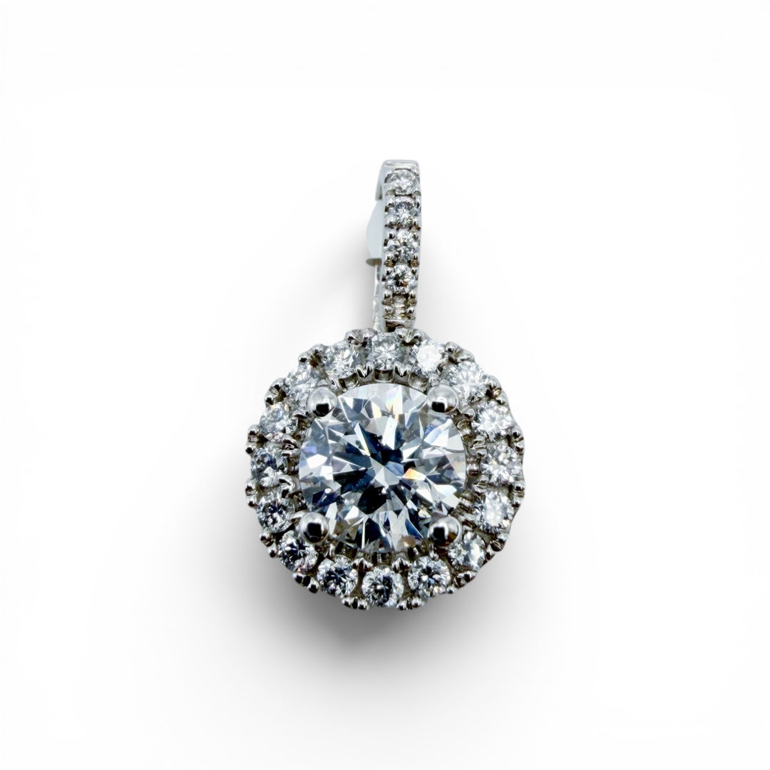 10k White Gold Halo Lab Grown Diamond Pendant