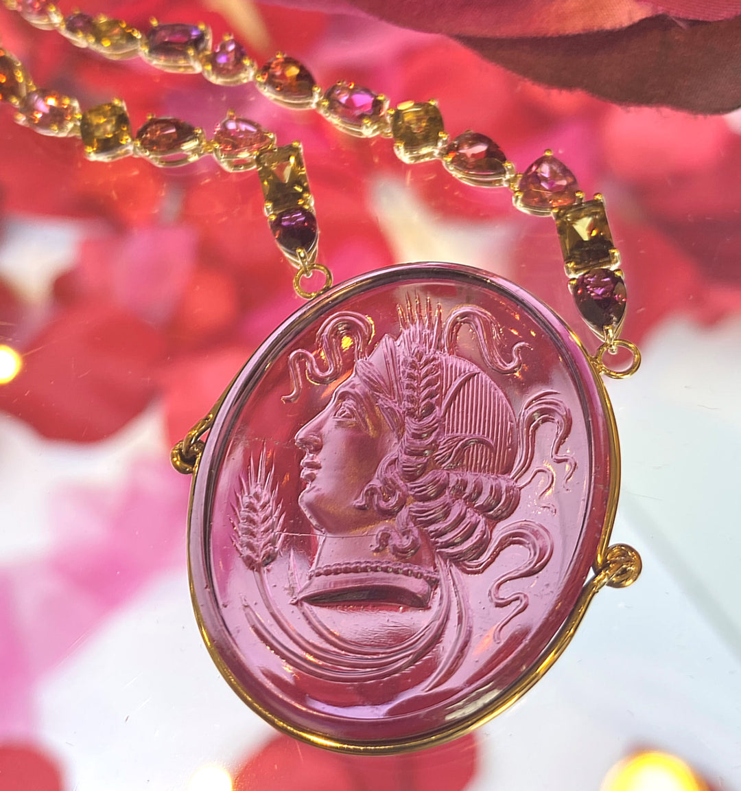 14k Yellow Gold Tourmaline Estate Necklace