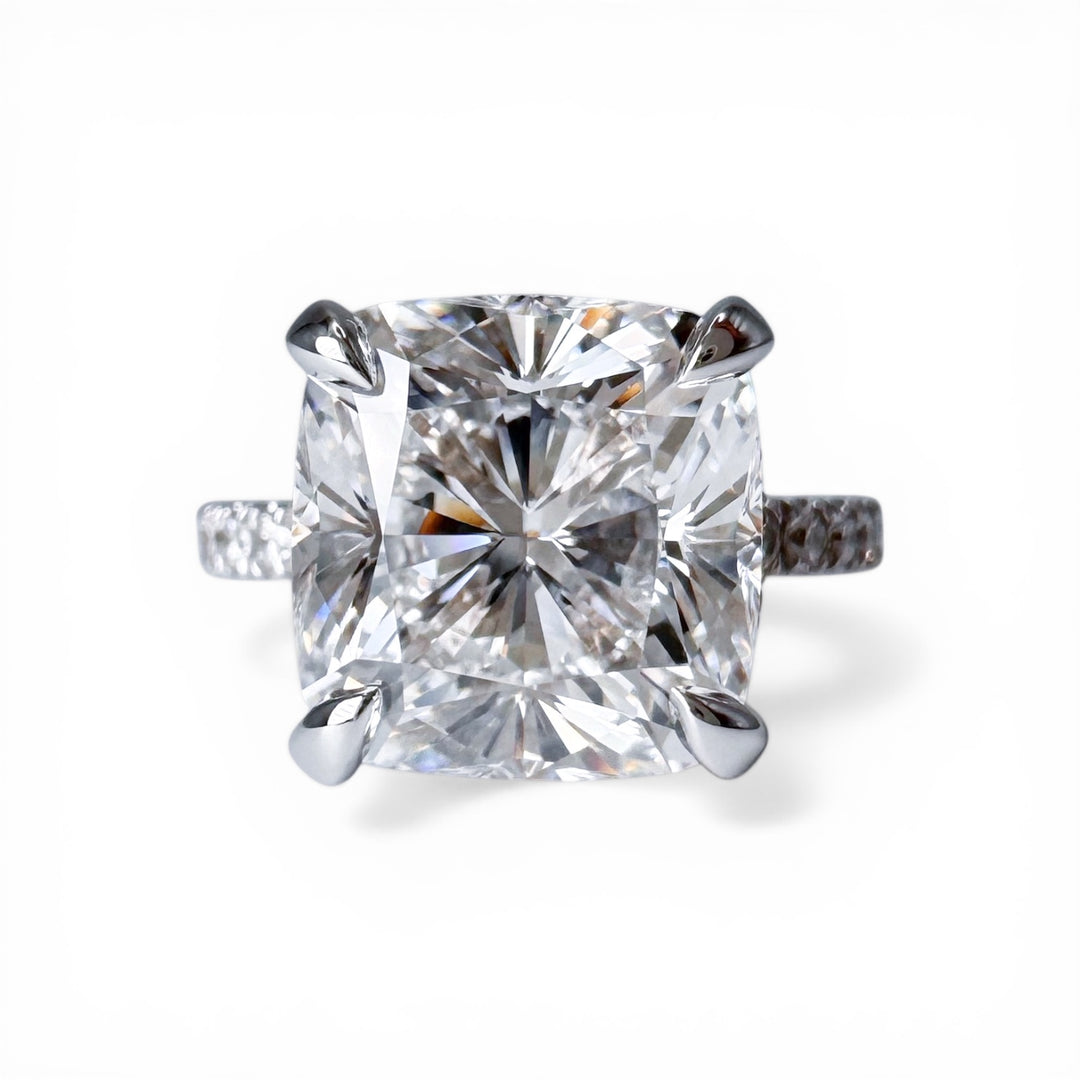 6.14ct Cushion in a 14k White Gold Lab Grown Diamond Engagement Ring