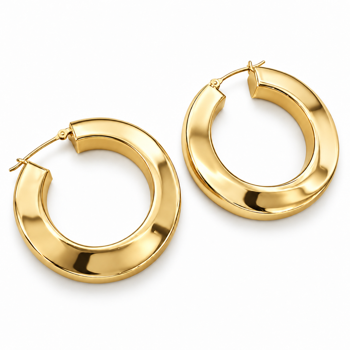 14k Yellow Square Style Hoop Estate Earrings