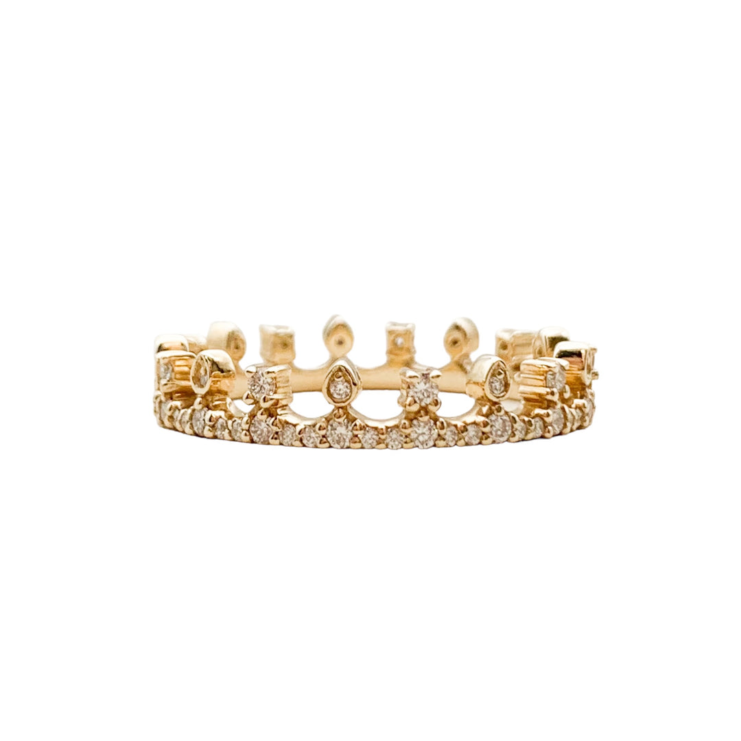 14k Yellow Gold 0.51ctw Round Diamond Crown Wedding Band