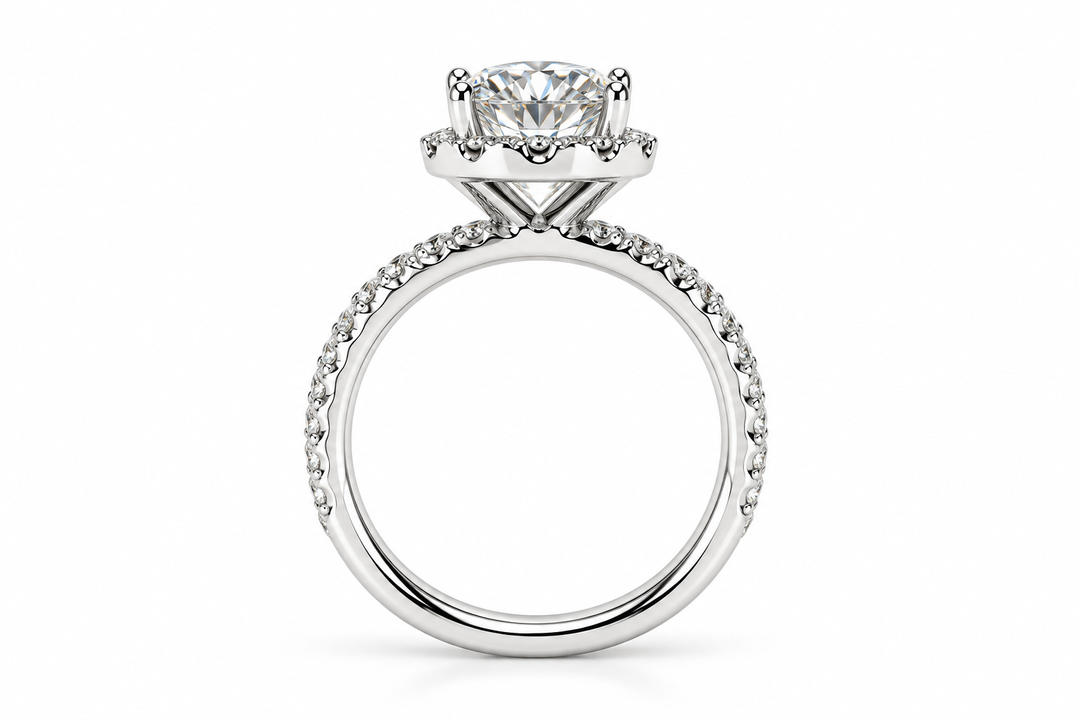 14k White Gold Halo Lab Grown Diamond Engagement Ring 2.00 cttw