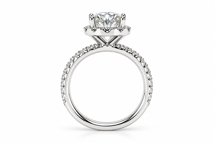 14k White Gold Halo Lab Grown Diamond Engagement Ring 2.00 cttw