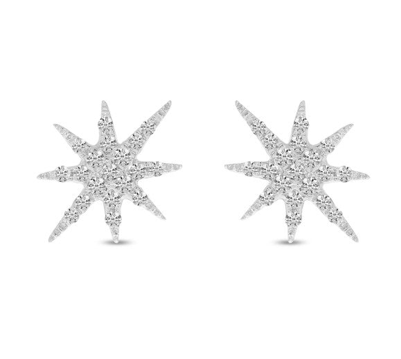 14k White Gold Diamond Earrings 0.10 cttw