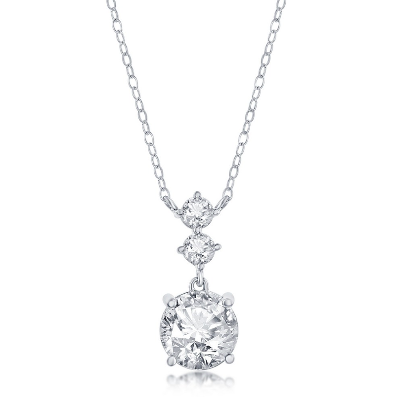 Sterling Silver White Drop Silver Necklace