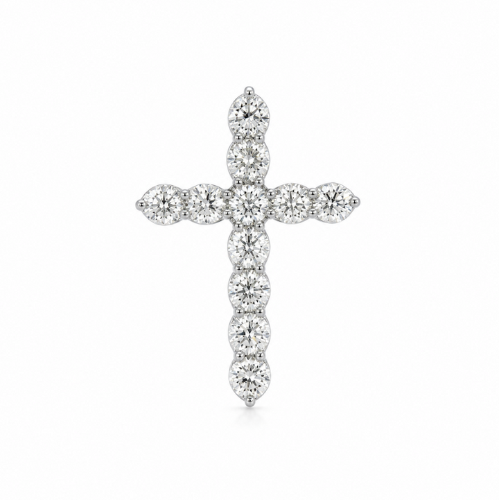 14k White Gold Cross Lab Grown Diamond Pendant 1ctw