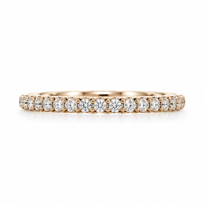 14k Rose Gold Prong Set 0.19ctw Round Diamond Wedding Band