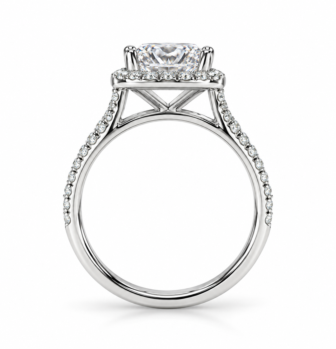 14k White Gold Halo Lab Grown Diamond Engagement Ring 2.00 cttw