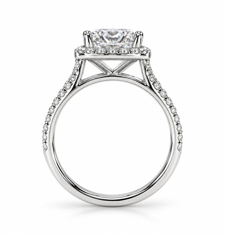 14k White Gold Halo Lab Grown Diamond Engagement Ring 2.00 cttw