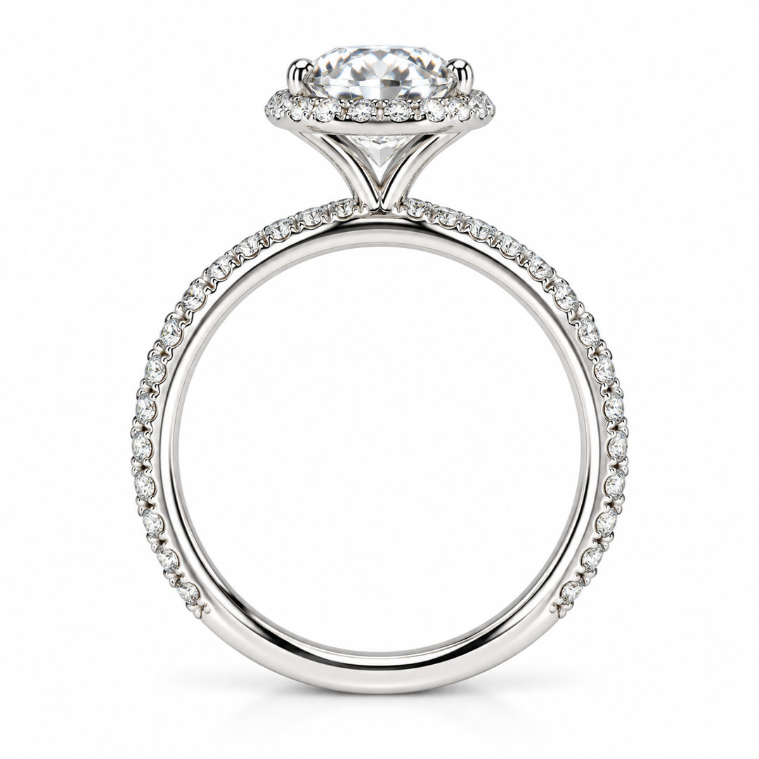 14k White Gold Halo Engagement Ring 1.30ct Oval Natural Center