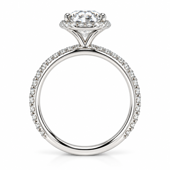 14k White Gold Halo Engagement Ring 1.30ct Oval Natural Center