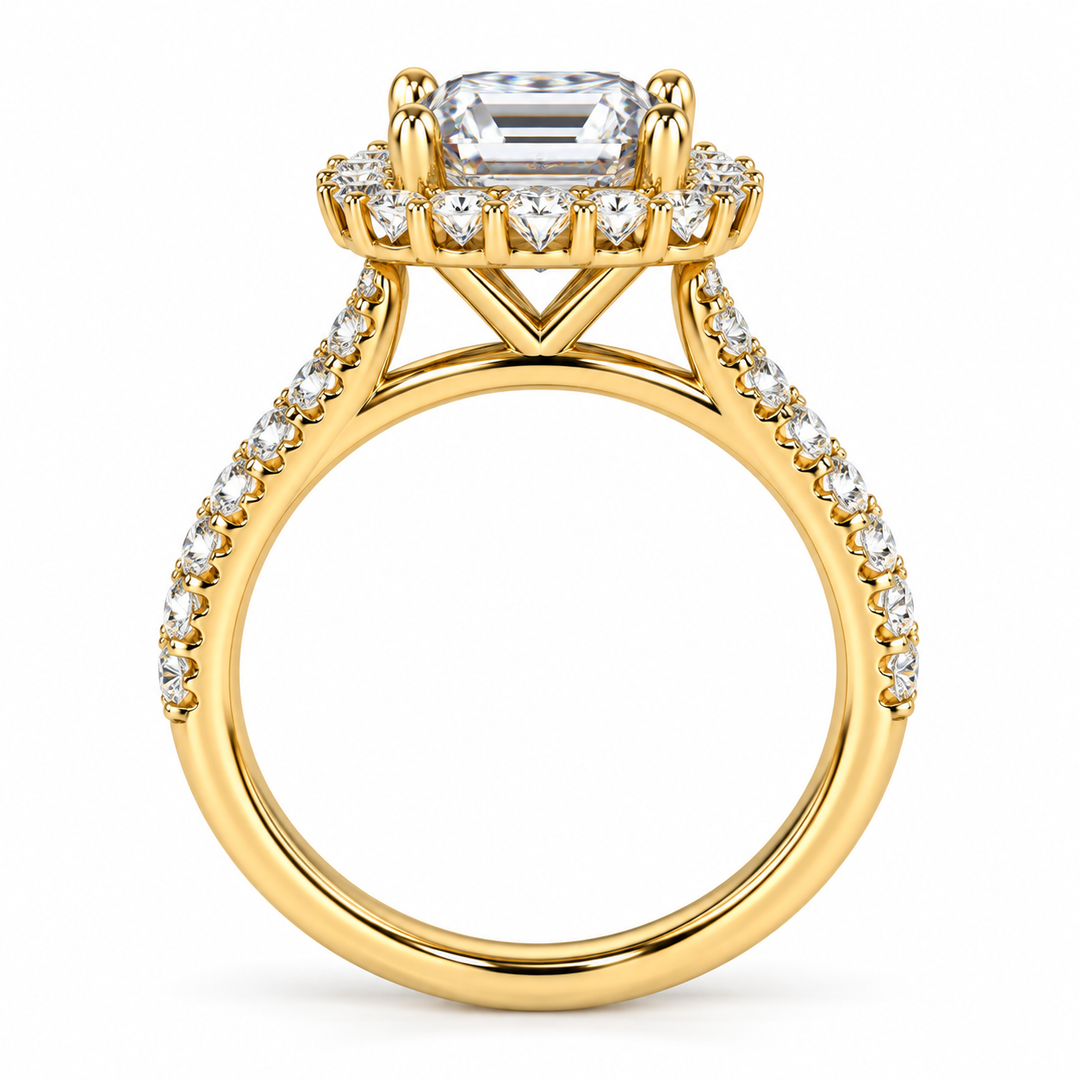 14kt Yellow Gold Diamond Halo Engagement Ring Mounting
