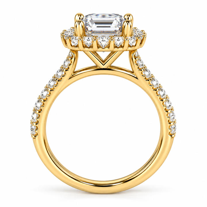 14kt Yellow Gold Diamond Halo Engagement Ring Mounting