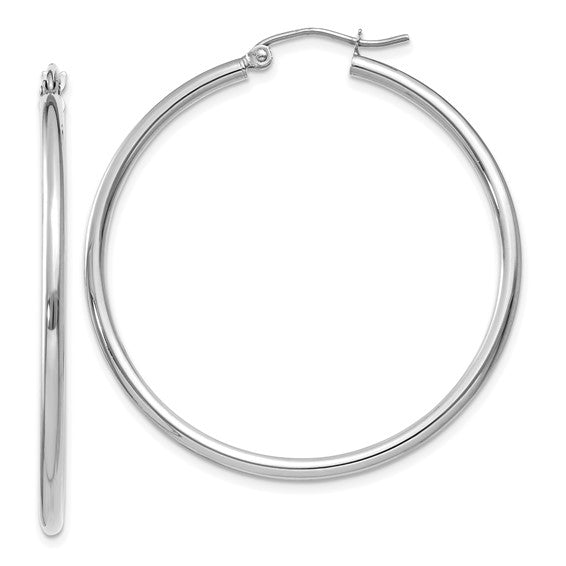14k White Gold Large Hoop Earrings