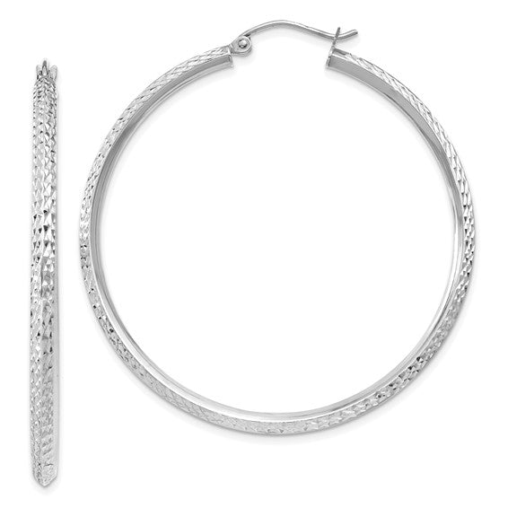 14k White Gold Medium Hoop Earrings