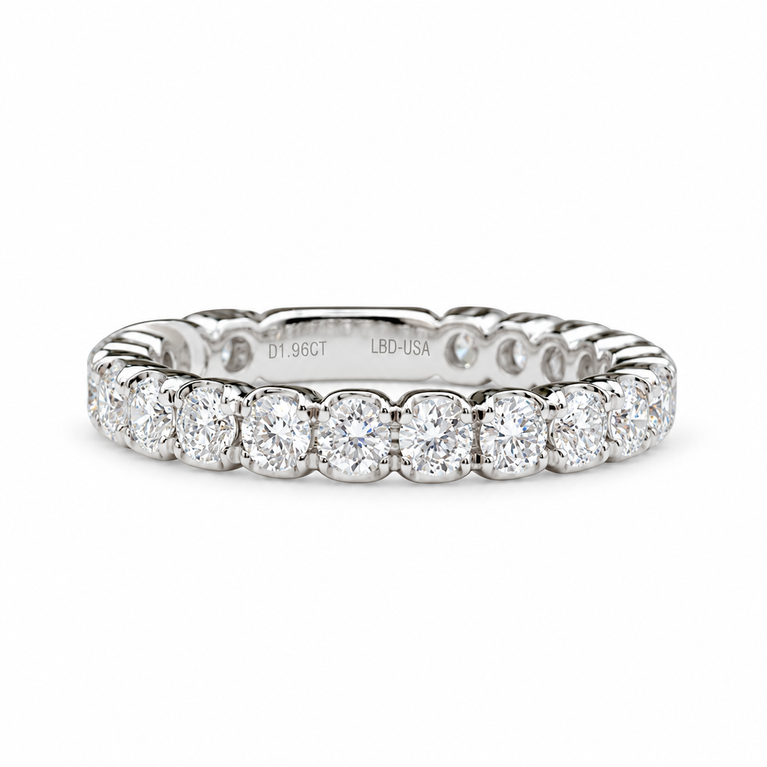 14k White Gold Prong Set 0.99ctw Round Lab Grown Diamond Wedding Band