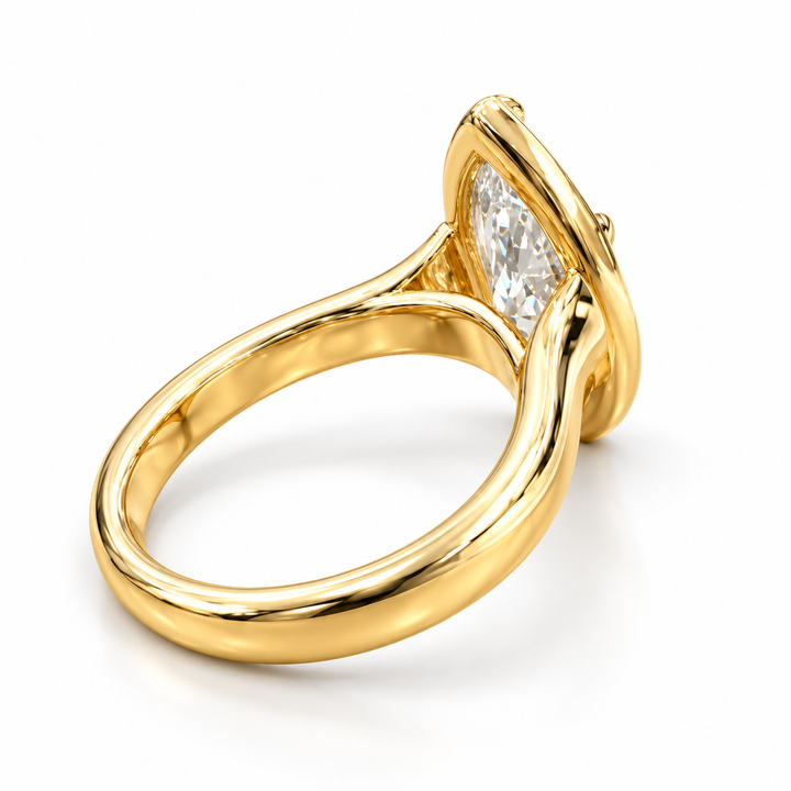 14k Yellow Bezel Prong Set Marquise Engagement Ring
