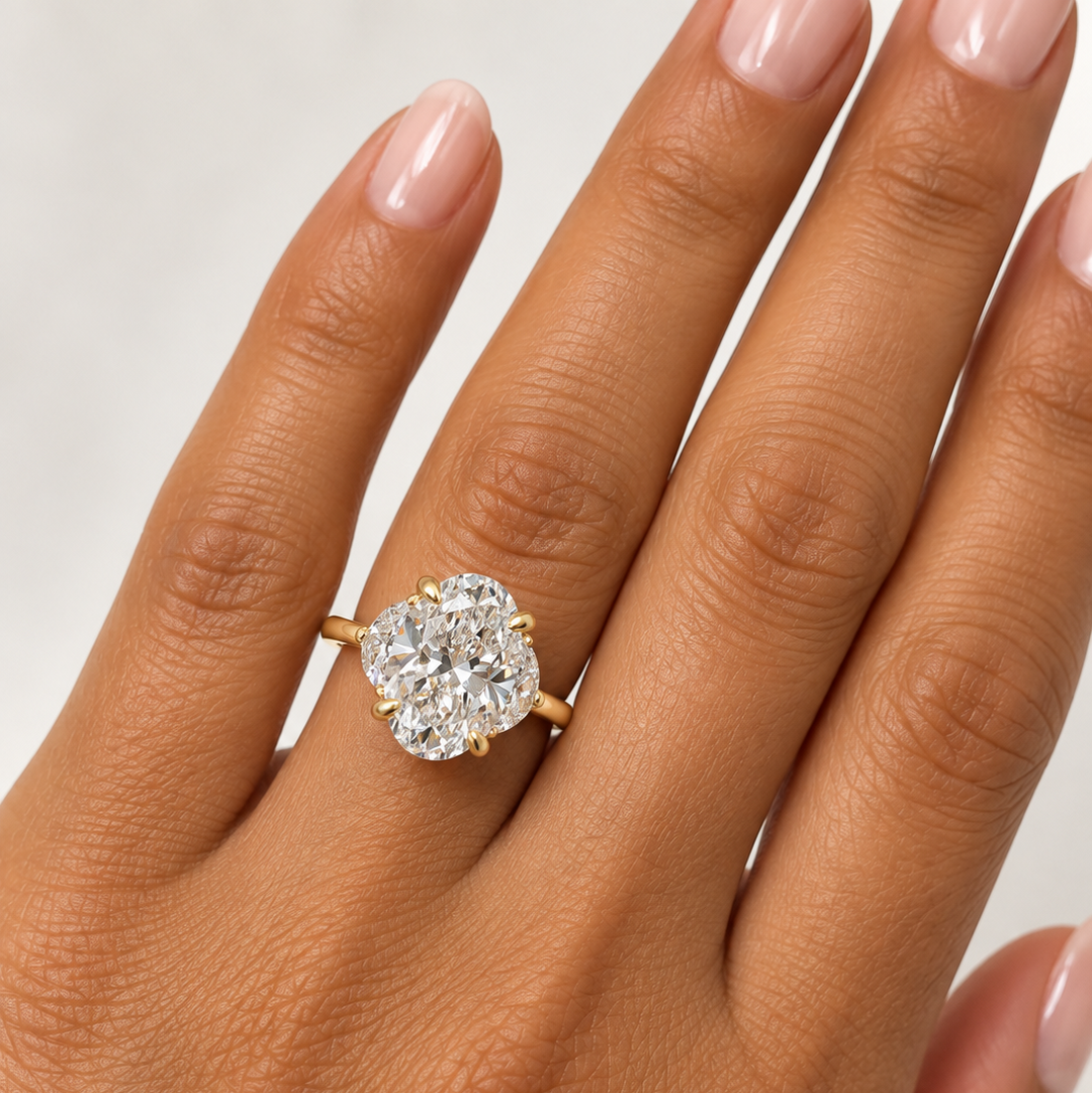 14k Yellow 3 Stone Lab Grown Diamond Engagement Ring