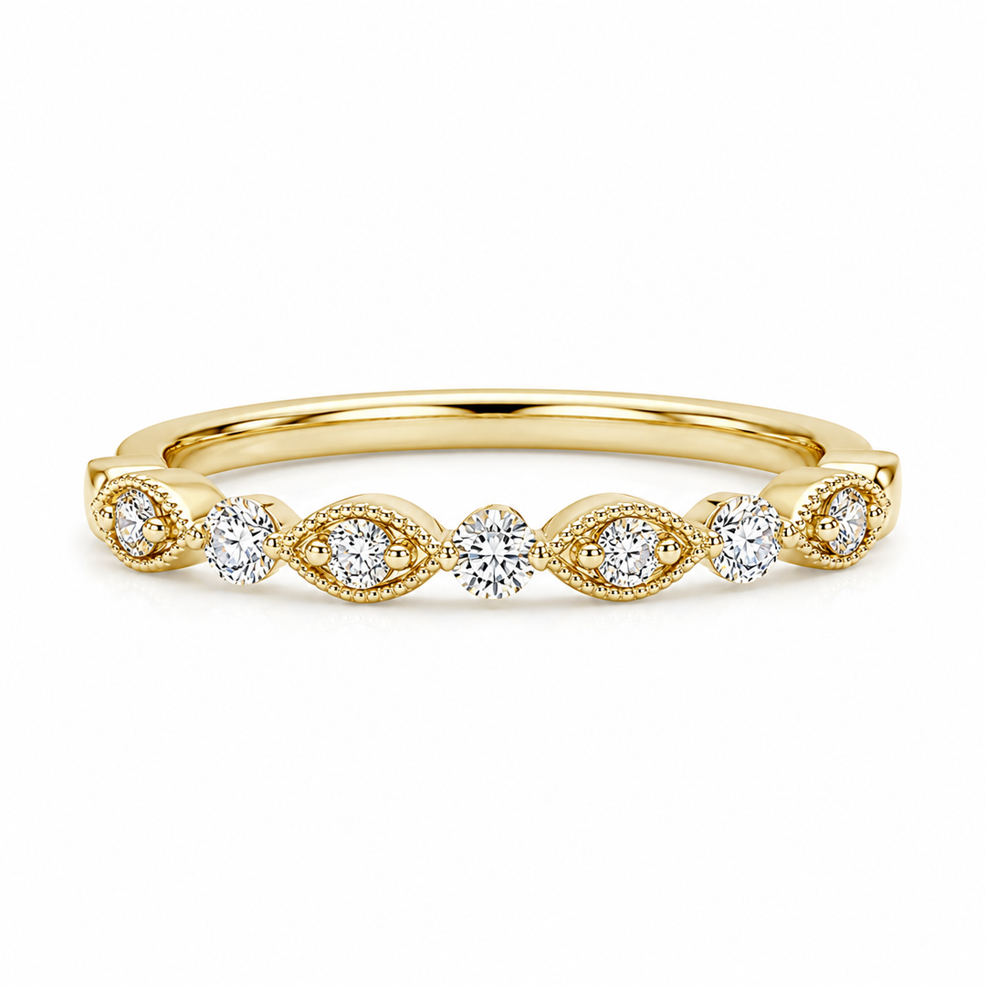 14k Yellow Single Prong 0.25ctw Round Diamond Wedding Band