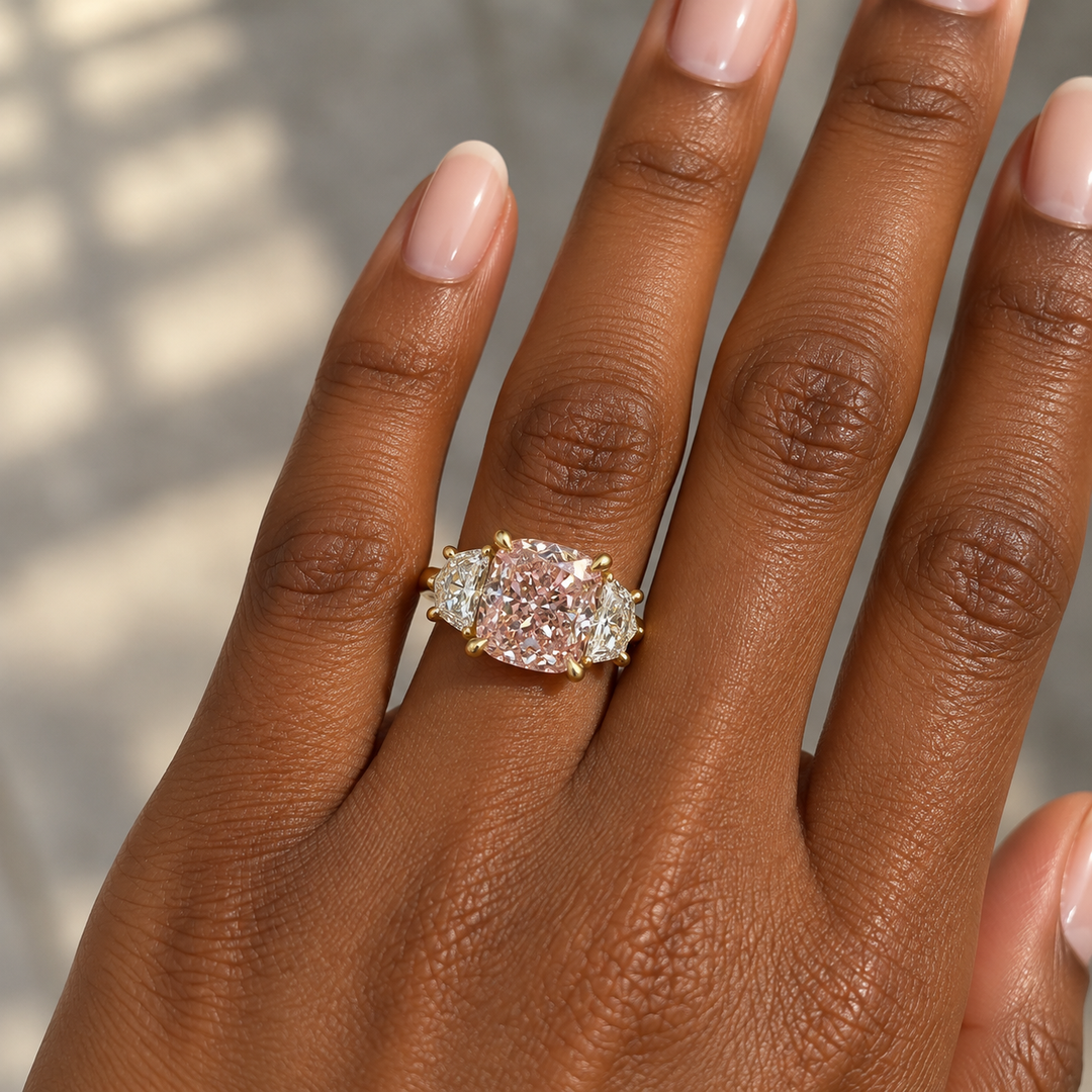 14k Yellow 3 Stone Lab Grown Diamond Engagement Ring
