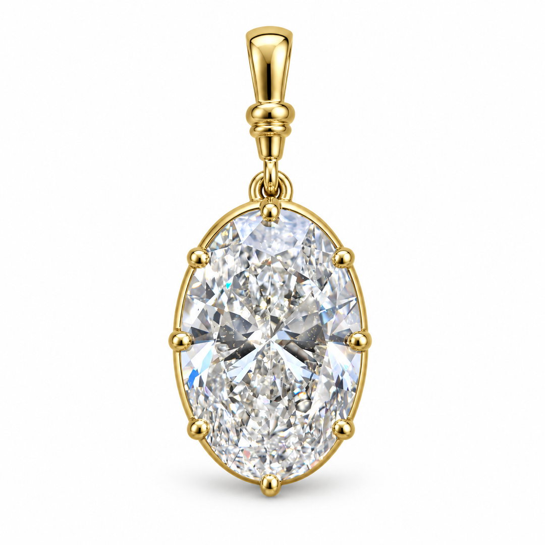 14k Yellow Lab Grown Diamond Oval Pendant