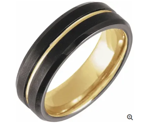 18k Yellow Gold Black PVD Polished Wedding Band
