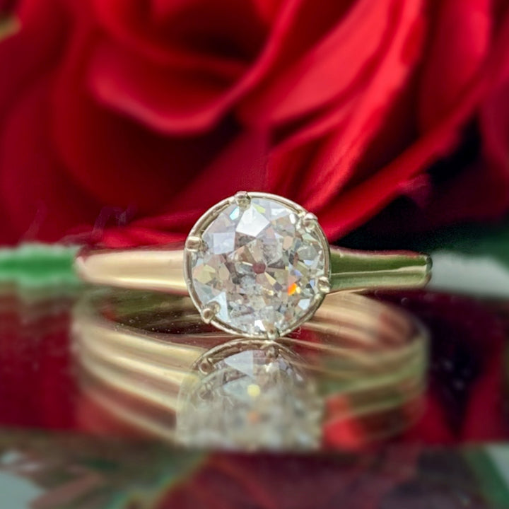 14k Yellow Gold Antique Diamond Estate Ring