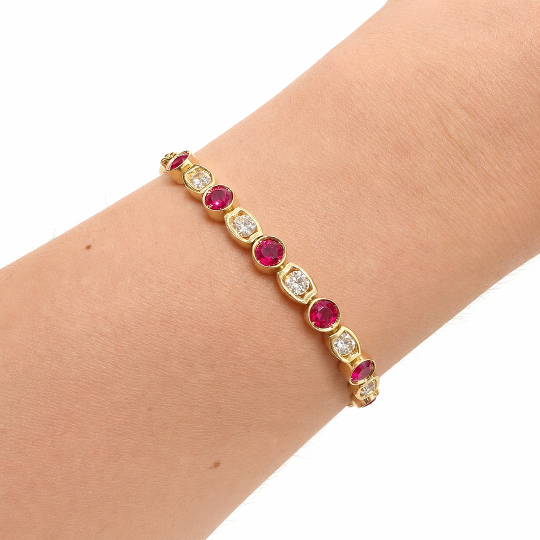 18k Yellow Bezel Set Ruby Estate Bracelet