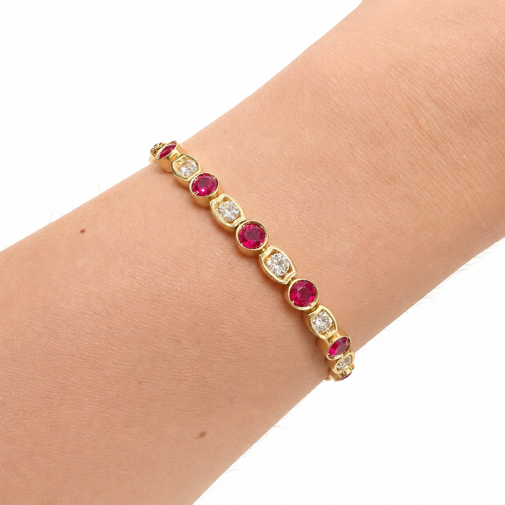18k Yellow Bezel Set Ruby Estate Bracelet