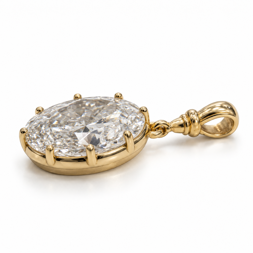14k Yellow Lab Grown Diamond Oval Pendant