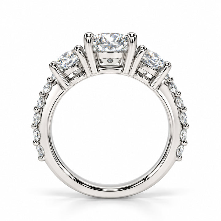14k White Gold 3 Stone Lab Grown Diamond Engagement Ring 2.00 cttw