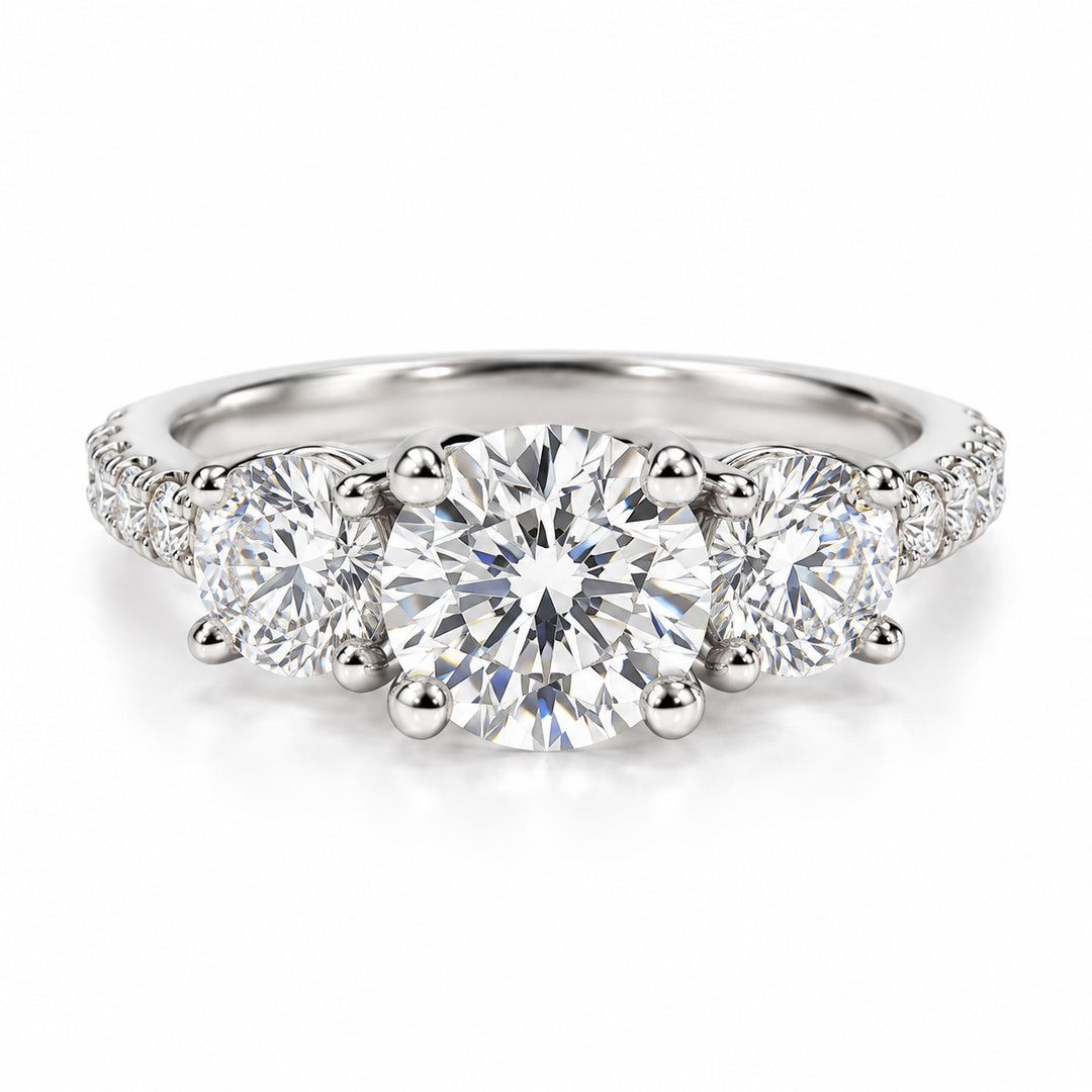 14k White Gold 3 Stone Lab Grown Diamond Engagement Ring 2.00 cttw