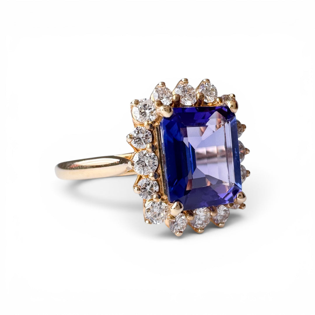 14k Yellow Gold Tanzanite Halo